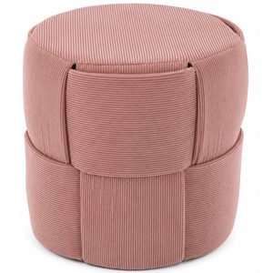 Taburet rotund pentru living si dormitor, design impletit, 38x38 cm, roz