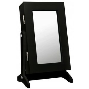 Dulapior de toaleta cu oglinda si spatiu de depozitare bijuterii, 21x36x15cm, negru