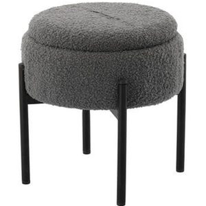 Taburet rotund cu spatiu de depozitare, picioare metalice, 28x31 cm, gri