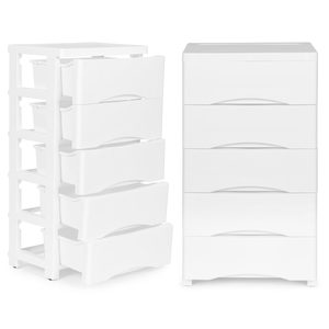 Homelux 5 sertare cu raft extensibil cu picioare cu roți alb