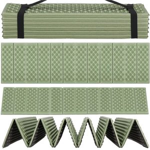 Saltea pliabila pentru camping sau plaja, 182x60 cm, spuma XPE, termoizolanta, pliere armonica, 12 segmente, verde