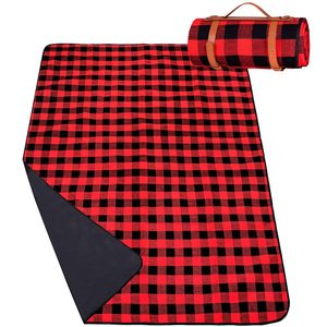 Patura pentru picnic sau plaja, cu folie izolatoare si maner, 150x200cm, rosu negru