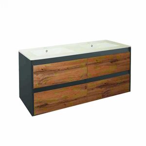 Masca chiuveta baie Porto 120 cu lavoar, antracit-stejarului rustic