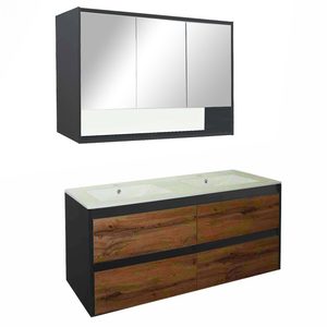 Set mobilier baie Porto 120, stejarului rustic antracit
