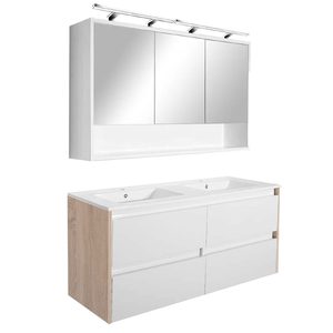Set mobilier baie Porto 120, stejar sonoma alb