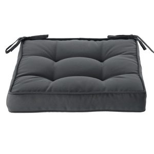 Perna scaun 40x40x6 cm, colturi drepte, poliester impermeabil, cu prindere, gri inchis