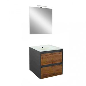 Set mobilier baie Porto Prime 60, stejarului rustic antracit