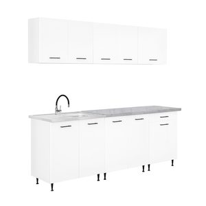 Mobilier de bucătărie Primo 220, alb, cu blat Chromix
