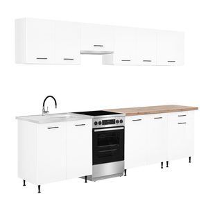 Unitate de bucătărie Primo 280 cu blat de lucru din stejar charlestone alb