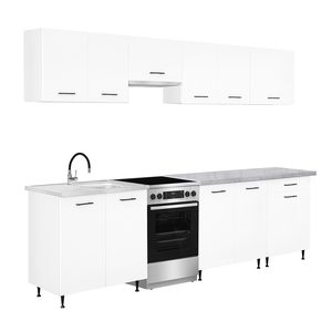 Mobilier de bucătărie Primo 280, alb, cu blat Chromix