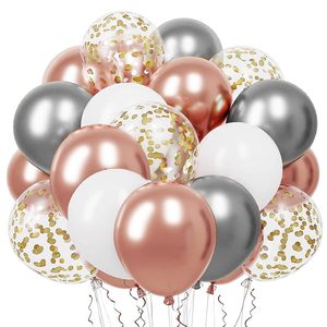 Set 50 baloane pentru petrecere, 40cm, alb, argintiu, roz