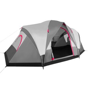 Cort camping, impemeabil, protectie UV, 6 locuri, 215x450x180cm, gri