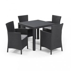 Curver Set de mobilier de grădină Quartet pentru 4 persoane, în culoarea grafit, cu perne de culoare gri deschis