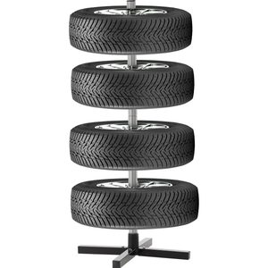 Suport depozitare anvelope 4 roti, cadru metalic, 45x45x105 cm, capacitate 100 kg, negru