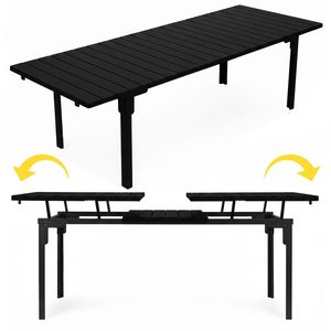 Homelux Masă de grădină extensibilă 180-240 cm pentru 12 persoane, negru