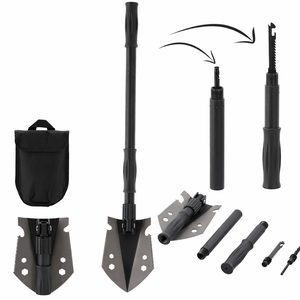 Lopata pliabila multifunctionala 9 in 1 pentru camping si gradina, otel, 70 cm, negru