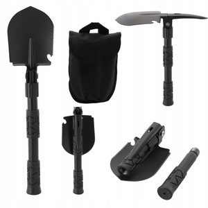Lopata pliabila multifunctionala 5 in 1 pentru camping si gradina, otel mangan, 41 cm, negru