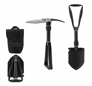 Lopata pliabila multifunctionala 6 in 1 pentru camping si gradina, otel mangan, 47 cm, negru