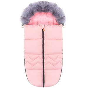 Sac iarna de bebelusi pentru carucior, marime universala, cu gluga, 90x45cm, roz pal