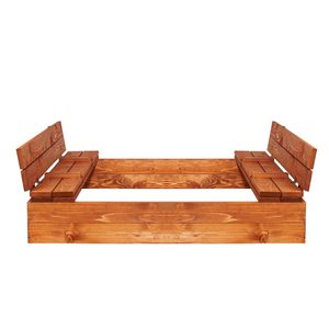 Lada din lemn pentru nisip, cu 2 bancute transformabile in capac, 120x120cm