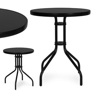 Homelux Masă rotundă de grădină cu cadru metalic 60 cm sticlă călită, negru