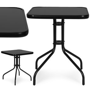 Homelux Masă de grădină cu cadru metalic 60x60 cm sticlă călită, negru