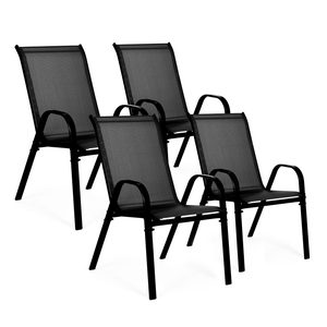 Homelux Set de 4 scaune de grădină cu cadru metalic, negru