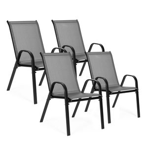 Homelux Set de 4 scaune de grădină cu cadru metalic, gri