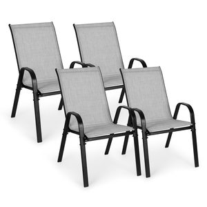 Homelux Set de 4 scaune de grădină cu cadru metalic, gri deschis