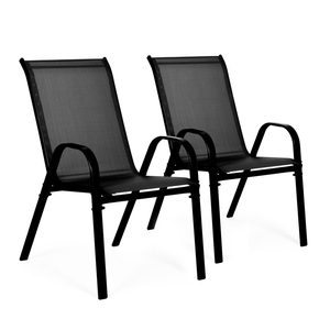 Homelux Set de 2 scaune de grădină cu cadru metalic, negru
