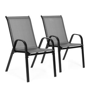 Homelux Set de 2 scaune de grădină cu cadru metalic, gri