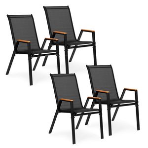 Homelux Set de 4 scaune de grădină cu cadru metalic, negru