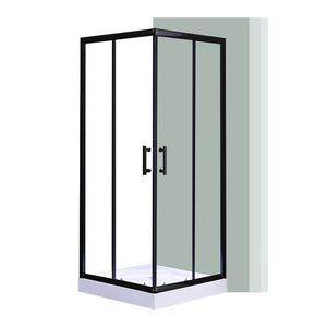 Cabină de duș pătrată Spirit Clear 80x80 cm cu cădiță de duș, neagră