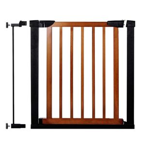 Poarta de siguranta Safety Gate pentru scari, ajustabila 83-89 cm, din otel si lemn, negru maro
