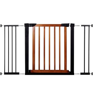 Poarta de siguranta Safety Gate pentru scari, ajustabila 117-124 cm, din otel si lemn, negru maro