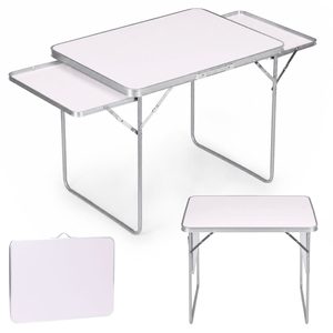 Homelux Masă pliabilă de camping cu design tip valiză, 120x60 cm, cu 2 rafturi, albă
