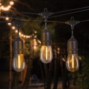 Ghirlanda luminoasa decorativa pentru exterior, alimentare la priza, 20 metri, 20 becuri LED cu iluminare calda 3000K, IP 44