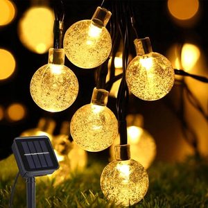 Ghirlanda luminoasa, LED, 100 becuri mici, 10m, incarcare solara, lumina alb cald
