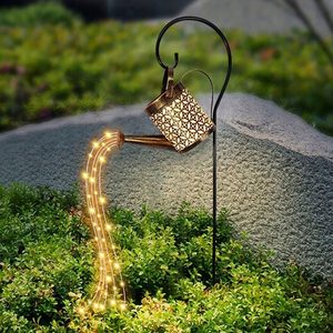 Lampa solara decorativa tip stropitoare, 37 LED, lumina calda, 80 cm, negru si maro