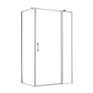 Cabină de duș asimetrică simplă de 80x100 cm cu ușă cu deschidere, fără tavă de duș