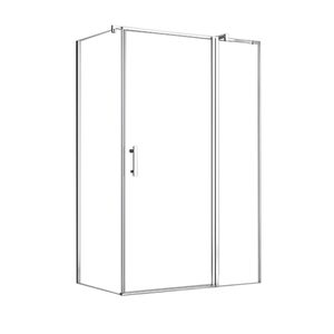 Cabină de duș asimetrică simplă de 80x120 cm cu ușă cu deschidere, fără tavă de duș