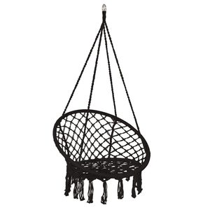 Hamac tip scaun suspendat, cu franjuri, 60x120 cm, capacitate 150 kg, negru