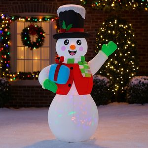 Om de zapada gonflabil de exterior, iluminare LED, 180 cm, compresor integrat, alb