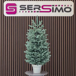 Brad artificial Christmas Deluxe by Sersimo, Viena Elite argintiu in ghiveci, 3D, 110 cm