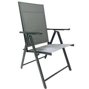 Scaun metalic de gradina, pliant, cu spatar reglabil, din otel, 60x58x100cm, gri