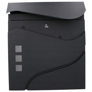 Cutie postala de exterior, pentru gard sau perete, din otel zincat, cu incuietoare, 37x11x37cm, gri inchis