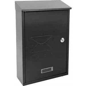 Cutie postala de exterior, pentru gard sau perete, din otel zincat, cu incuietoare, 38x10x25cm, gri inchis