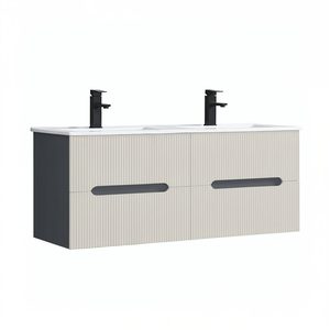 Masca chiuveta baie Trent 120 cu lavoar, 4 sertare, gri antracit-alb