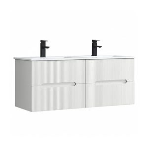 Masca chiuveta baie Trent 120 cu lavoar, 4 sertare, alb