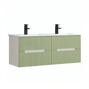 Masca chiuveta baie Trent 120 cu lavoar, 4 sertare, alb-verde deschis